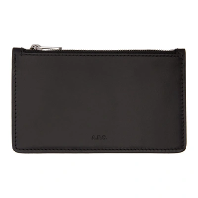 Apc Walter Logo-debossed Saffiano-leather Cardholder In Black