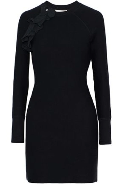 3.1 Phillip Lim / フィリップ リム Woman Ruffle And Zip-trimmed Stretch-cotton Mini Dress Black