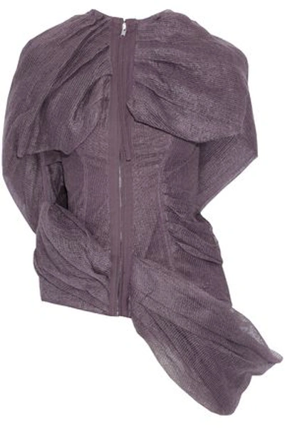 Rick Owens Woman Draped Linen-gauze And Stretch-cotton Waistcoat Lilac