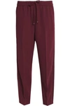 ALEXANDER WANG T WOMAN CROPPED CREPE TRACK PANTS MERLOT,US 12789547615517110