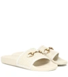 Gucci Horsebit-detailed Perforated Rubber Slides In 9522 Ivory