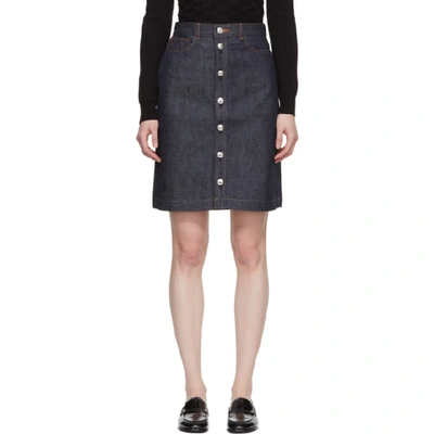 Apc Therese High-rise Denim Miniskirt In Indigo