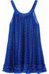 MISSONI WOMAN RUFFLE-TRIMMED FRINGED CROCHET-KNIT COVERUP ROYAL BLUE,US 1071994536077207