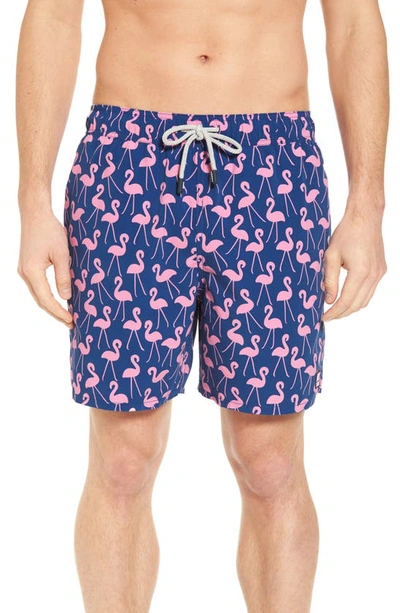 Tom & Teddy Men's Flamingo-print Swim Trunks In Rose