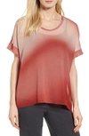 EILEEN FISHER OMBRE SILK SHORT SLEEVE TOP,S8WSH-T2144M