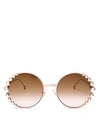 Fendi Women's Ribbons And Pearls Oversized Round Sunglasses, 58mm In Pink/brown