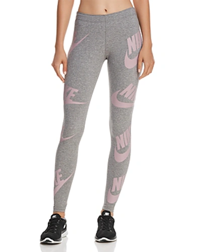 Nike Women's Sportswear Futura Leg A See Leggings, Grey In Carbon Heather/elemental Rose