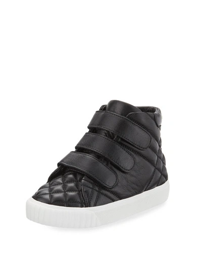 Burberry Sturrock Quilted Leather High-top Sneaker, Toddler/youth Sizes 10t-4y In Black