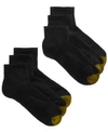 Gold Toe Women's 6-pack Athletic Half-cushion Quarter Socks In Black