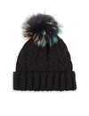 ADRIENNE LANDAU Cable-Knit Fox Fur Hat,0400095477205