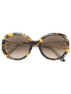 ELIE SAAB TORTOISESHELL OVERSIZED LOGO SUNGLASSES,ES014S12743812