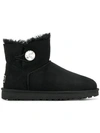 Ugg Mini Bailey Button Sheepskin-lined Suede Ankle Boots In Black