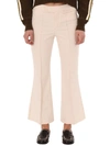 ISABEL MARANT LYRE ECRU FLARED PANTS,10525028