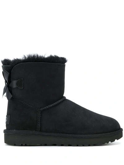 Ugg Mini Bailey Bow Ii Shearling Fur Boots In Black