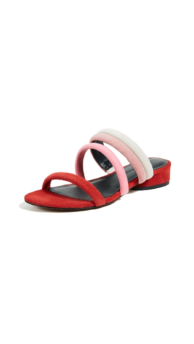 Rebecca Minkoff Women's Kade Colour-block Suede Slide Sandals In Red Multi