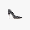 OFF-WHITE OFF-WHITE C/O JIMMY CHOO BLACK ANNE 100 PVC WRAPPED SATIN PUMPS,OWIA102S18995016100012575558