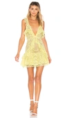 For Love & Lemons Tati Lace Ruffle Dress In Lemon