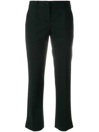 Dolce & Gabbana Pleated Silk Blend Skinny Trousers In Black