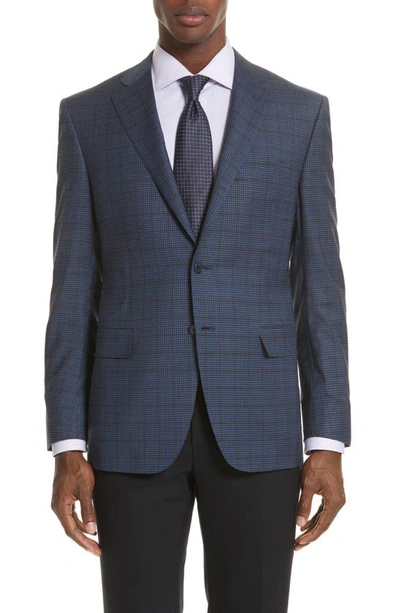 Canali Classic Fit Check Wool Sport Coat In Navy