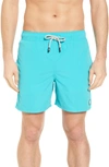 Tom & Teddy Solid Swim Trunks In Pool Blue