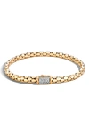 John Hardy 18k Yellow Gold Dot Slim Chain Bracelet With Diamonds In Gold