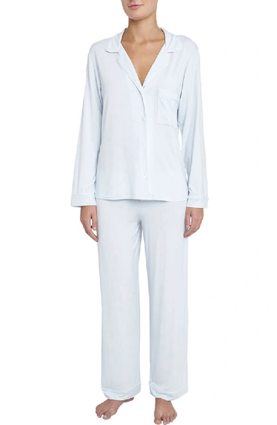 Eberjey Charcoal Heather Gisele Long Pajama Set In Iceblue Ivory