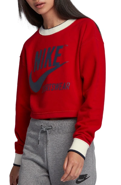 Nike Sportswear Reversible Fleece Cropped Sweatshirt In Red