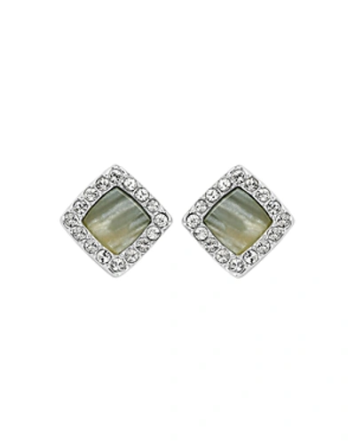 Adore Resin & Pave Stud Earrings In Silver