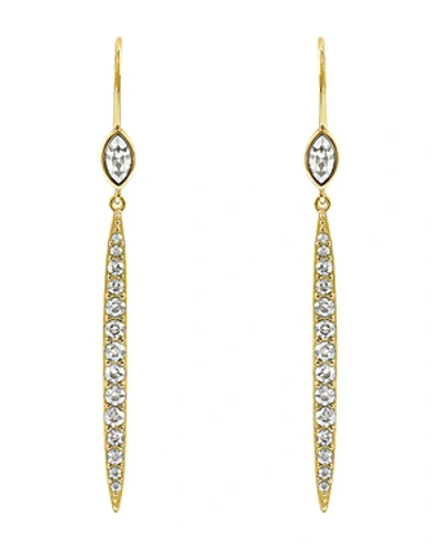 Adore Linear Crystal Bar Earrings In Gold Plated