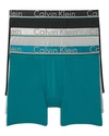Calvin Klein Men's Comfort Microfiber Boxer Brief 3 Pack In Black/gray/sea Green