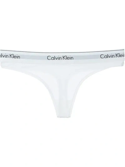 Calvin Klein Underwear Modern Dot Cotton Thong In White