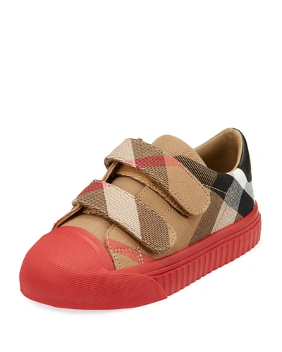 Burberry Belside Check Sneaker, Beige/red, Toddler/youth Sizes 10t-4y