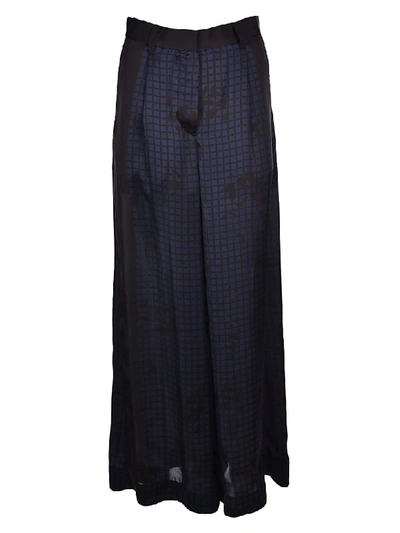 Sacai Plaid Pattern Trousers In Blue