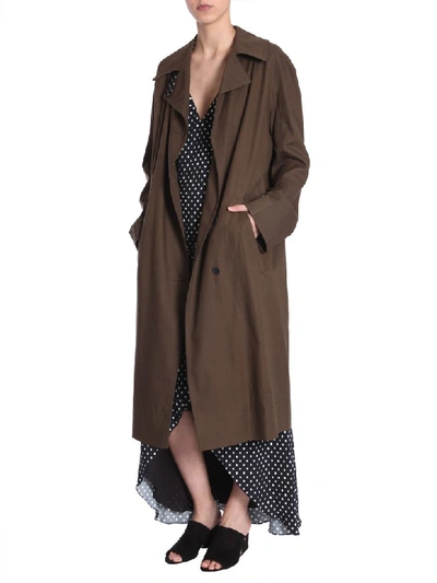 Haider Ackermann Single-breasted Cotton Trench Coat In Green
