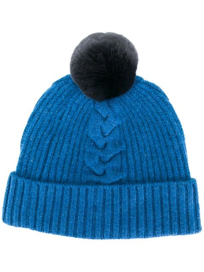N•peal Bobble Beanie Hat In Blue