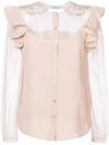 BLUMARINE sheer panel shirt,150112736702