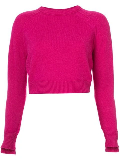 Helmut Lang Cropped Cashmere Sweater In Magenta