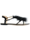 CHARLOTTE OLYMPIA FLAT FEATHER EMBELLISHED SANDALS,E00565612753527