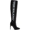 OFF-WHITE Black 'For Walking' Knee-High Boots,OWIA075R184801731001