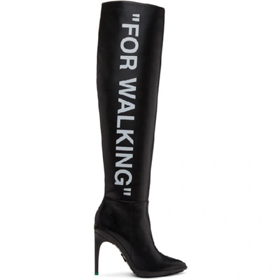 Off-white 100mm For Walking Leather Boots, Black In Black