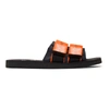 OFF-WHITE OFF-WHITE BLACK AND ORANGE INDUSTRIAL SLIDES,OMIA070S188180111019