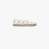 GUCCI GUCCI WHITE PILAR BEE EMBROIDERY LEATHER ESPADRILLES,505929A9L0012478309