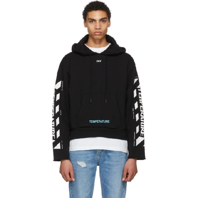 Off-white Temperature Hooded Cropped Cotton Sweatshirt In Black | ModeSens