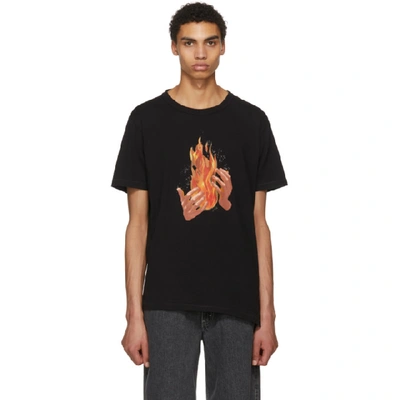 Off-white Fire Spliced-print Cotton-jersey T-shirt In Black