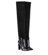 SAINT LAURENT TANGER 105 LEATHER AND SUEDE OVER-THE-KNEE BOOTS,P00293525