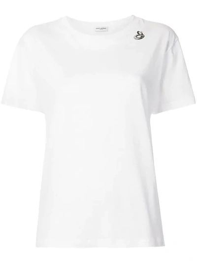 Saint Laurent Swan Print T-shirt In White