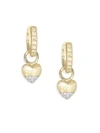 JUDE FRANCES WOMEN'S LISSE DIAMOND & 18K YELLOW GOLD HEART EARRING CHARMS,0400097211419