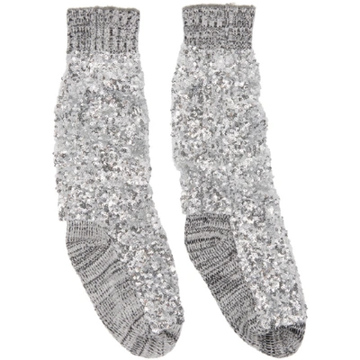 Sacai Grey Super Spangle Socks In 301 Grey