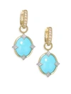 JUDE FRANCES WOMEN'S SMALL 18K GOLD & DIAMOND MOROCCAN TURQUOISE DROP EARRING CHARMS,0400097211220
