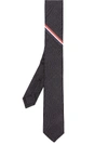 THOM BROWNE GREY WOOL TIE WITH TRICOLOUR STRIPE,MNL021A0062612477620